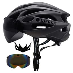image-LOCLE Magnetic Goggles Cycling Helmet Men Women Bicycle Helmet Lenses MTB Bike Helmet Road Mountain Helmet Removable Sunvisor