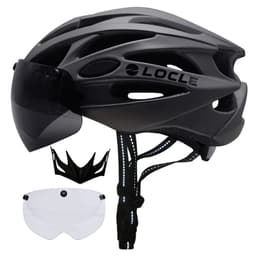image-LOCLE Magnetic Goggles Cycling Helmet Men Women Bicycle Helmet Lenses MTB Bike Helmet Road Mountain Helmet Removable Sunvisor