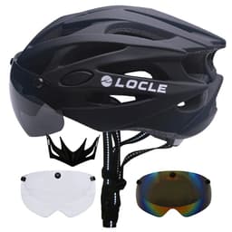 image-LOCLE Magnetic Goggles Cycling Helmet Men Women Bicycle Helmet Lenses MTB Bike Helmet Road Mountain Helmet Removable Sunvisor