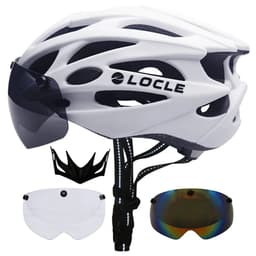 image-LOCLE Magnetic Goggles Cycling Helmet Men Women Bicycle Helmet Lenses MTB Bike Helmet Road Mountain Helmet Removable Sunvisor