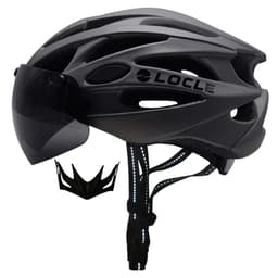 image-LOCLE Magnetic Goggles Cycling Helmet Men Women Bicycle Helmet Lenses MTB Bike Helmet Road Mountain Helmet Removable Sunvisor