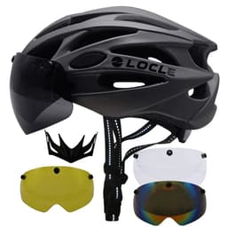 image-LOCLE Magnetic Goggles Cycling Helmet Men Women Bicycle Helmet Lenses MTB Bike Helmet Road Mountain Helmet Removable Sunvisor