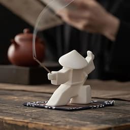image-Incense Stick Burner Unique White-Porcelain Incense Stick Holder Chinese Ceramic Samurai Censer Holder Home Decor for Home