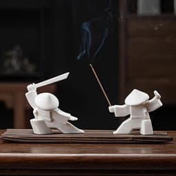 image-Incense Stick Burner Unique White-Porcelain Incense Stick Holder Chinese Ceramic Samurai Censer Holder Home Decor for Home