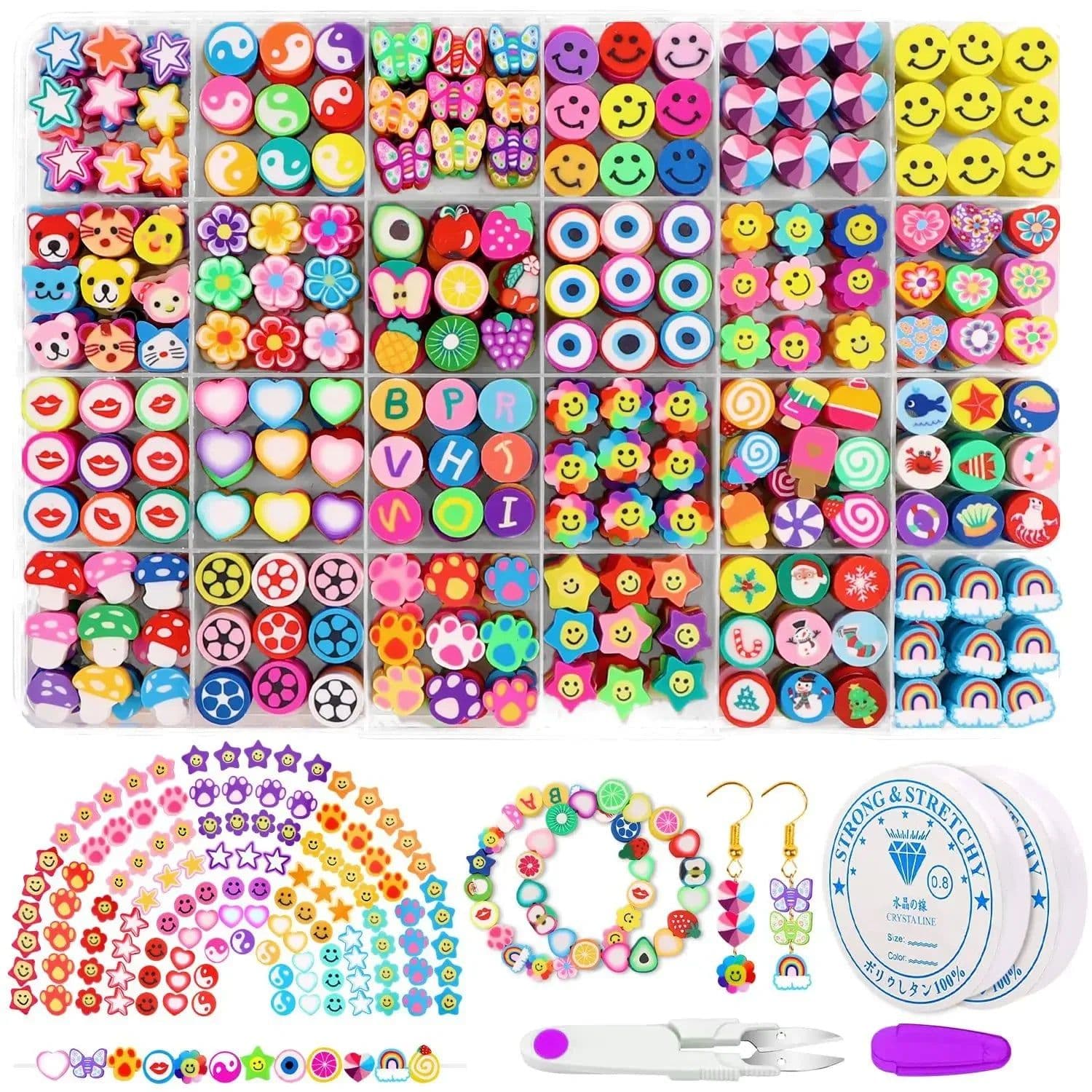 image-Polymer Clay Beads Set Letter Imitation Pearl Beads Kit Simle Soft Pottery Beads Gift Box for DIY Craft Jewelry Making Supplies