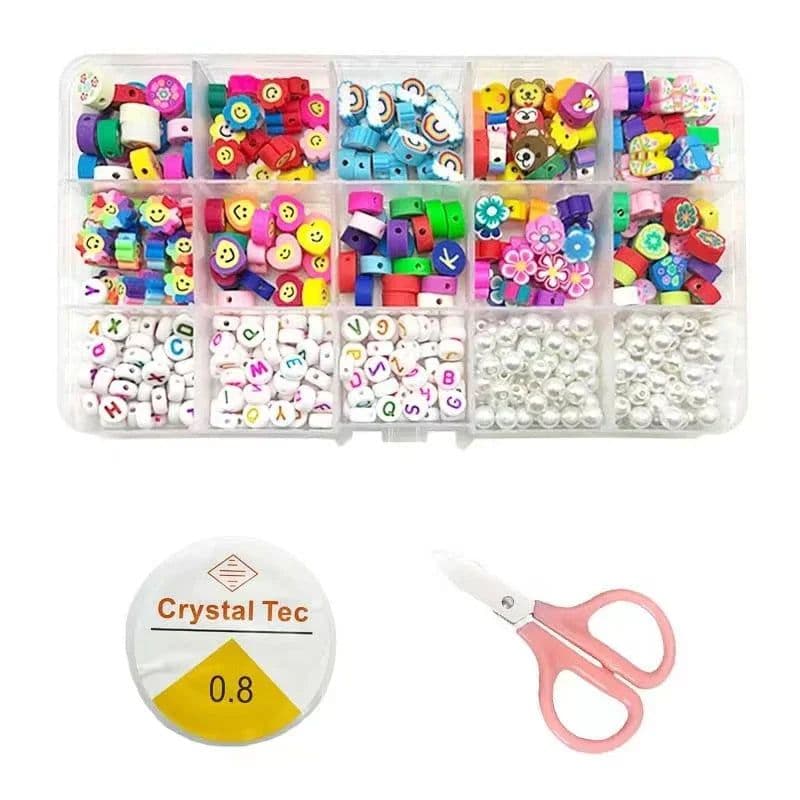 image-Polymer Clay Beads Set Letter Imitation Pearl Beads Kit Simle Soft Pottery Beads Gift Box for DIY Craft Jewelry Making Supplies