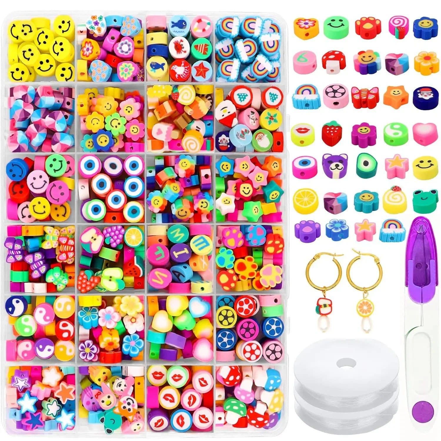 image-Polymer Clay Beads Set Letter Imitation Pearl Beads Kit Simle Soft Pottery Beads Gift Box for DIY Craft Jewelry Making Supplies