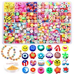 image-Polymer Clay Beads Set Letter Imitation Pearl Beads Kit Simle Soft Pottery Beads Gift Box for DIY Craft Jewelry Making Supplies