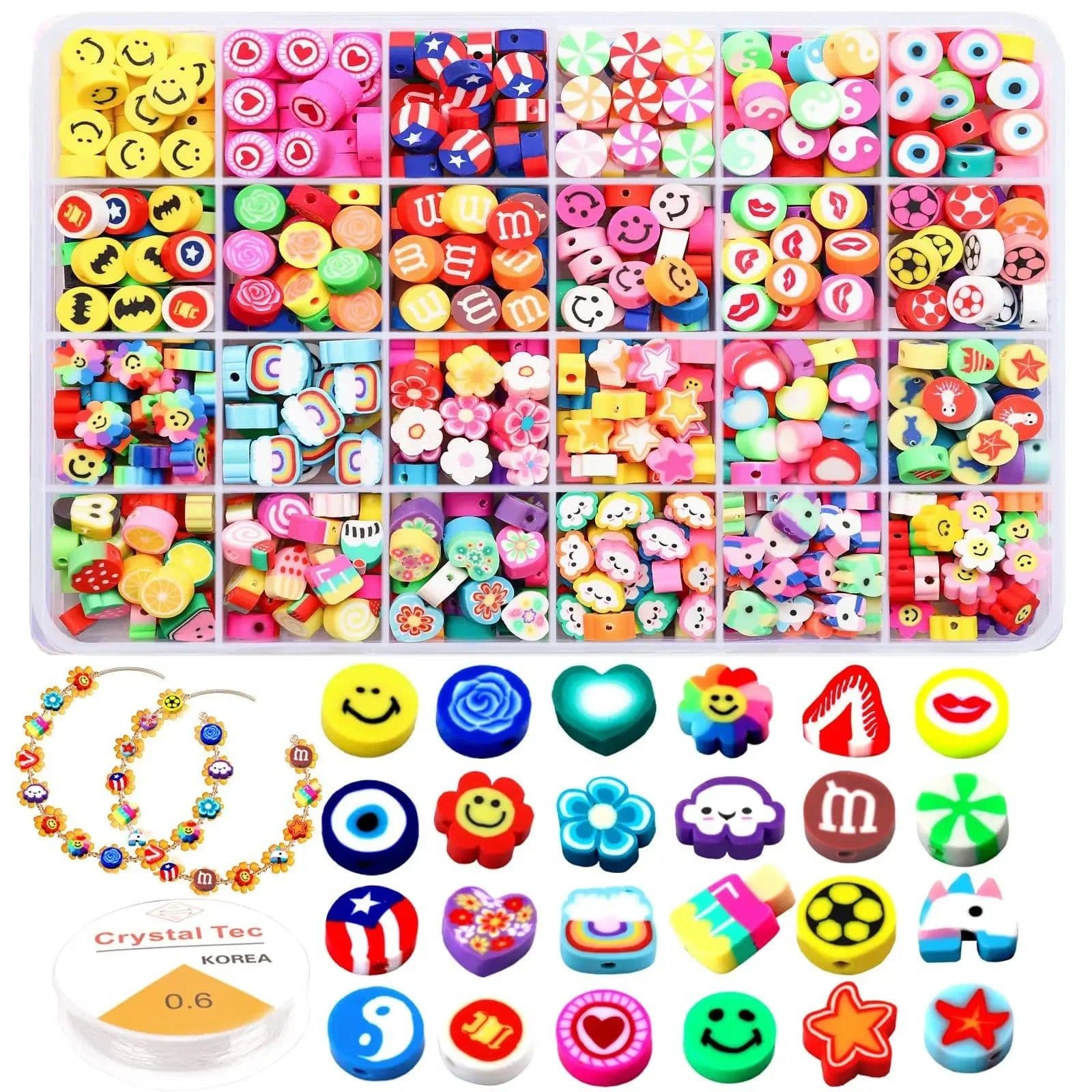 image-Polymer Clay Beads Set Letter Imitation Pearl Beads Kit Simle Soft Pottery Beads Gift Box for DIY Craft Jewelry Making Supplies