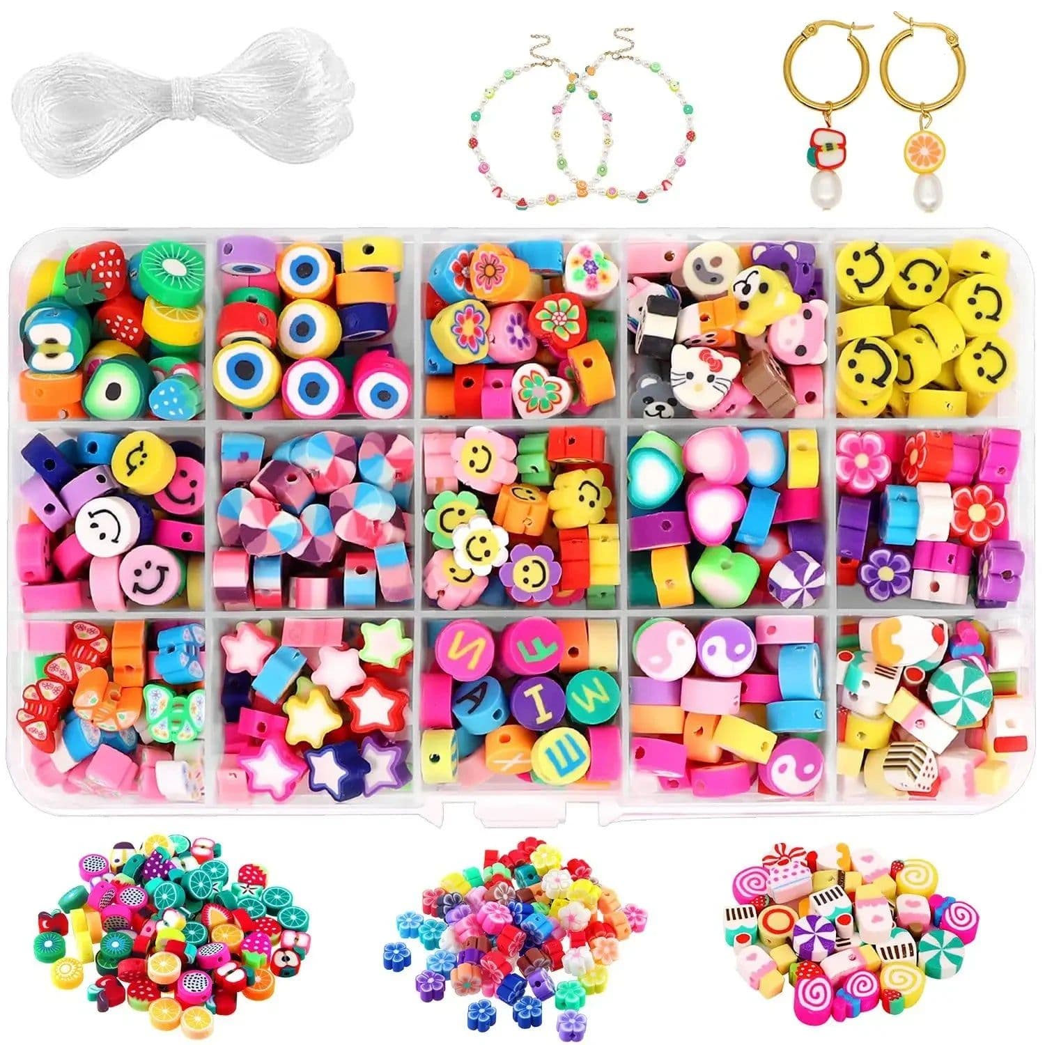 image-Polymer Clay Beads Set Letter Imitation Pearl Beads Kit Simle Soft Pottery Beads Gift Box for DIY Craft Jewelry Making Supplies
