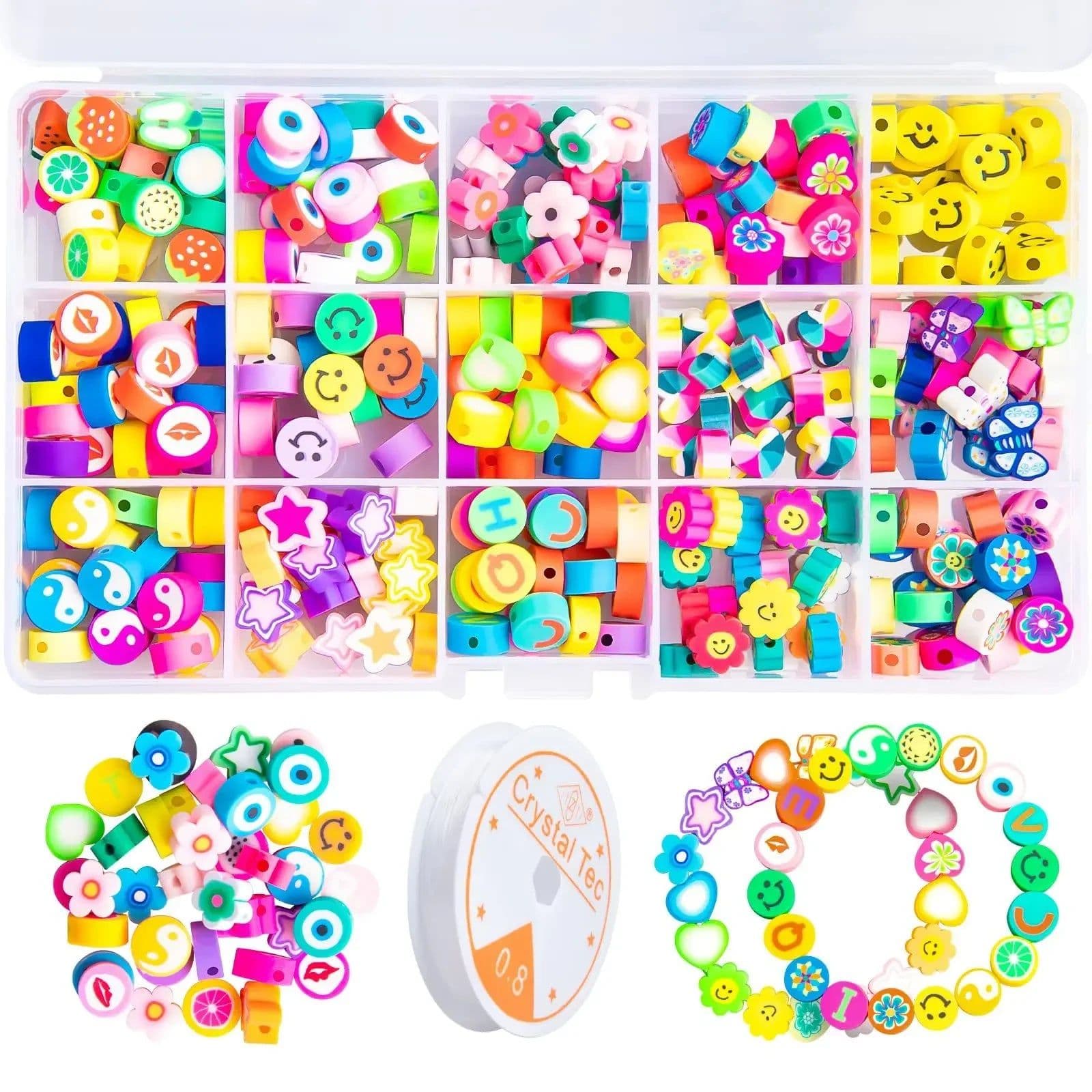 image-Polymer Clay Beads Set Letter Imitation Pearl Beads Kit Simle Soft Pottery Beads Gift Box for DIY Craft Jewelry Making Supplies