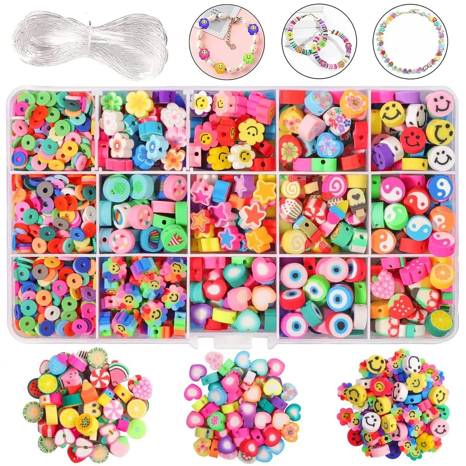 image-Polymer Clay Beads Set Letter Imitation Pearl Beads Kit Simle Soft Pottery Beads Gift Box for DIY Craft Jewelry Making Supplies