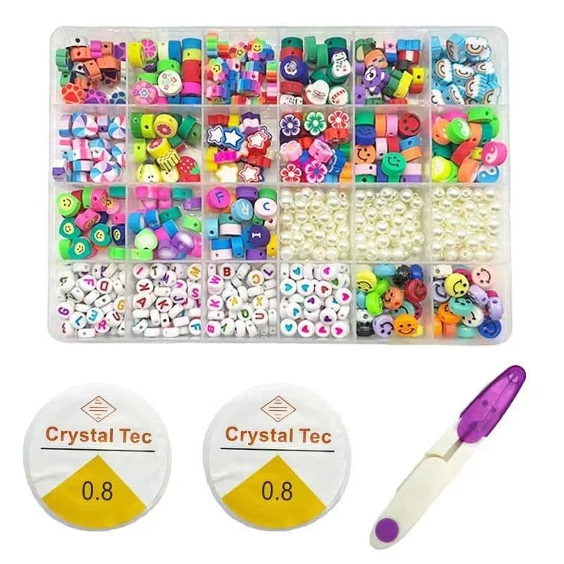image-Polymer Clay Beads Set Letter Imitation Pearl Beads Kit Simle Soft Pottery Beads Gift Box for DIY Craft Jewelry Making Supplies