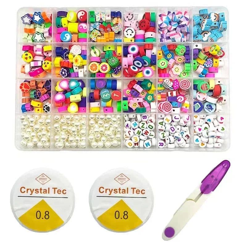 image-Polymer Clay Beads Set Letter Imitation Pearl Beads Kit Simle Soft Pottery Beads Gift Box for DIY Craft Jewelry Making Supplies