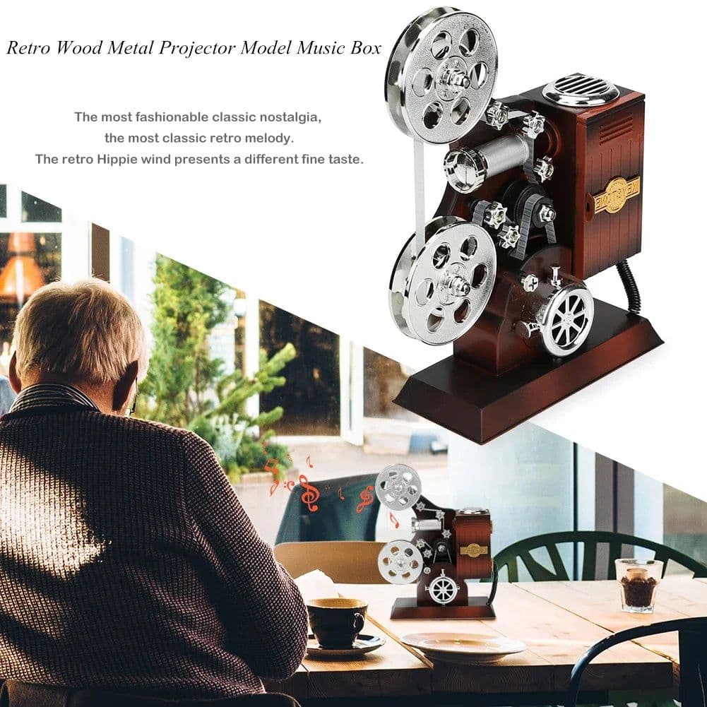 image-Movie Projector Mechanical Music Box Birthday Presents Antique Musical Box Holiday Supplies Retro for Girlfriend Valentine Gifts
