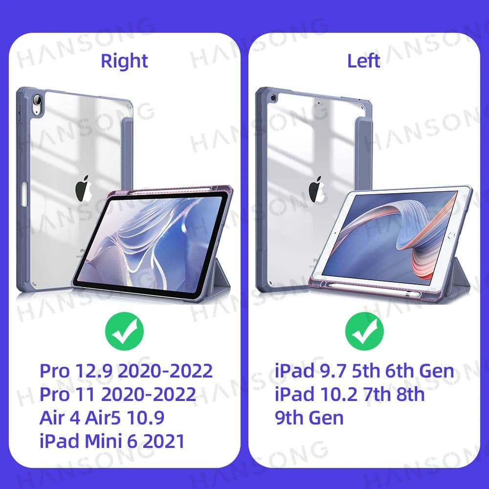 image-For iPad case 2021 Mini 6 Pro 11 9th Generation Case 10.2 2018 9.7 5th 6th Air 4 5 10.9 10th PU Silicon Transparent Cover Funda