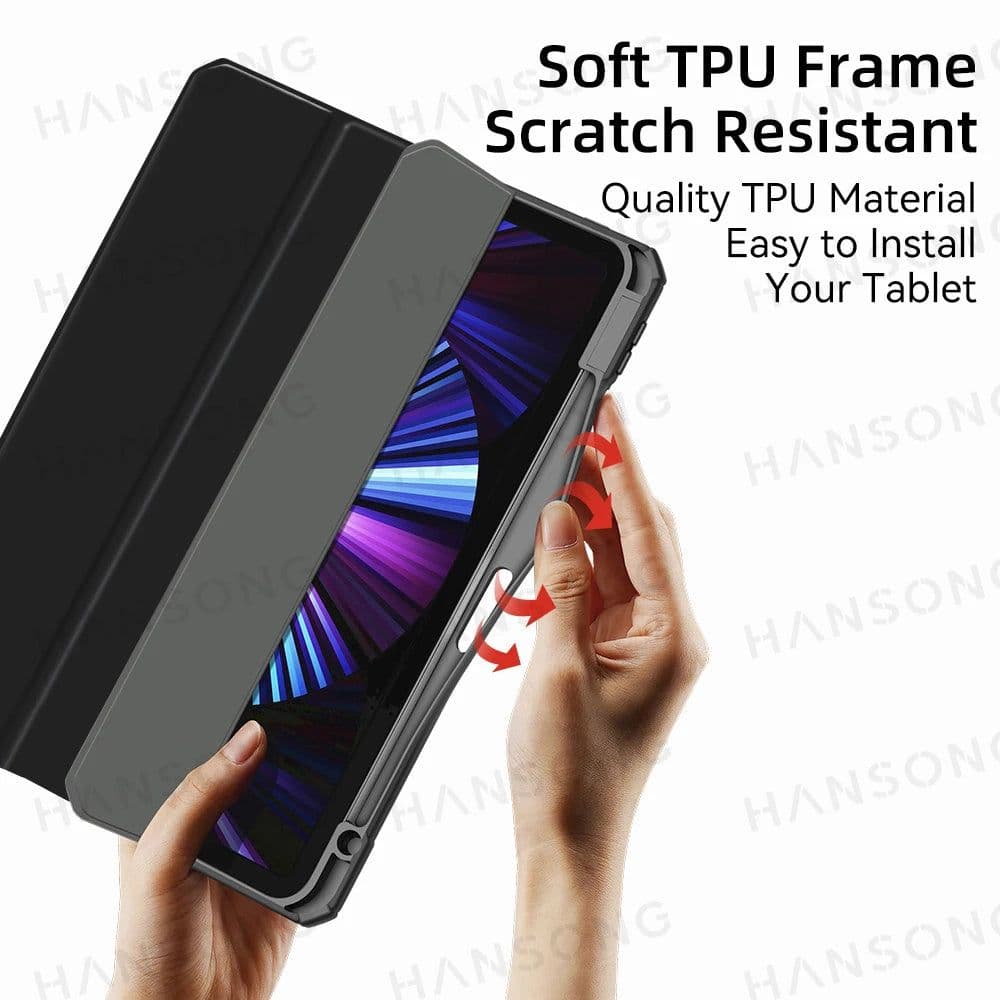 image-For iPad case 2021 Mini 6 Pro 11 9th Generation Case 10.2 2018 9.7 5th 6th Air 4 5 10.9 10th PU Silicon Transparent Cover Funda