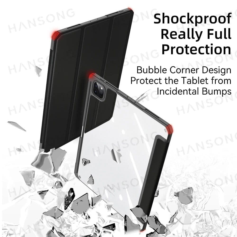 image-For iPad case 2021 Mini 6 Pro 11 9th Generation Case 10.2 2018 9.7 5th 6th Air 4 5 10.9 10th PU Silicon Transparent Cover Funda