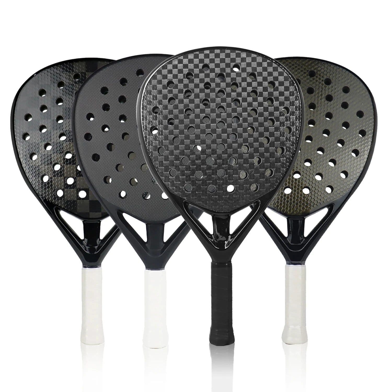image-Padel Racket with Eva Soft Memory Foam Core 3K/12K/18K/Kevlar Carbon Fiber Rough Surface For Training Accessories