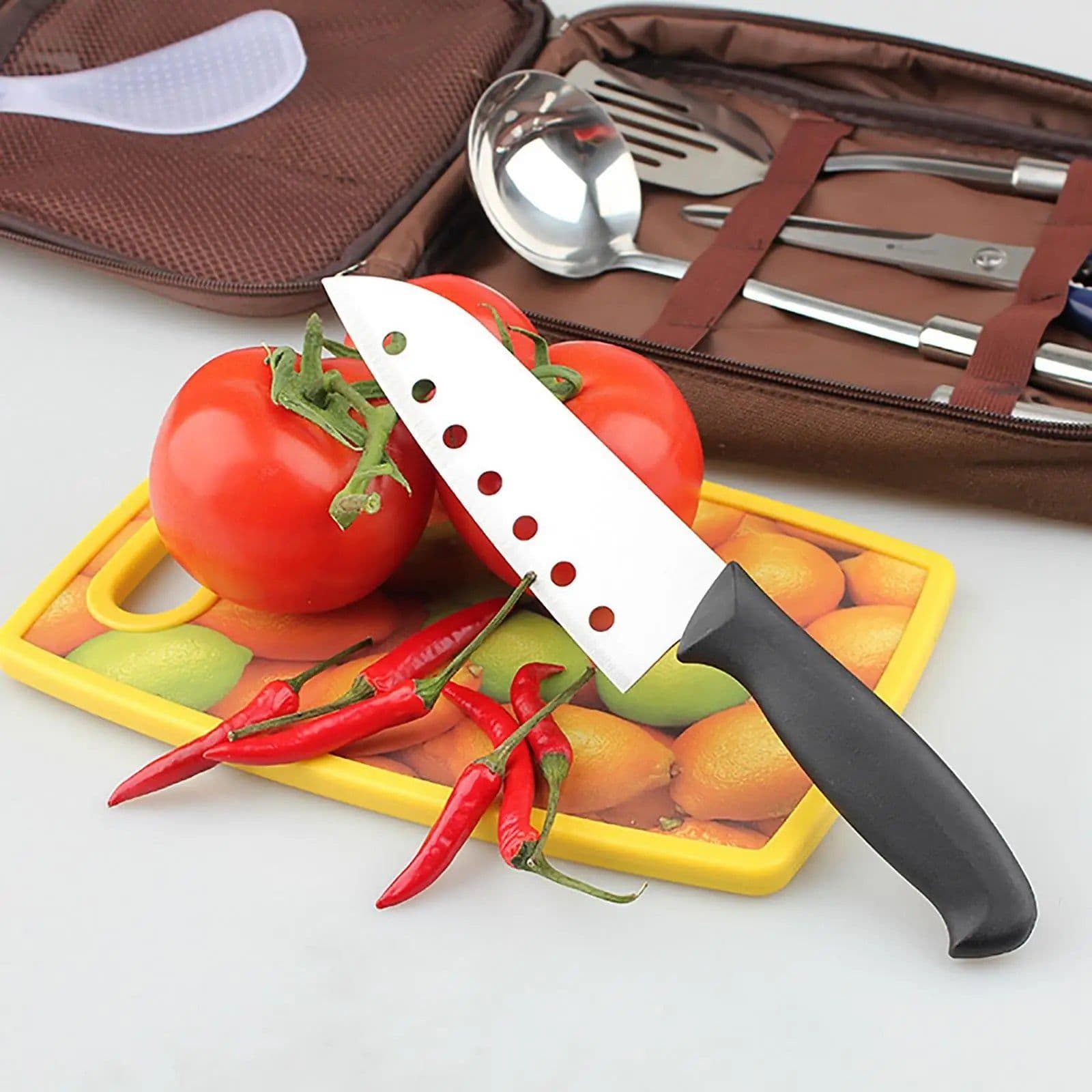 image-7pcs Camping Kitchen Utensil Set with Carrying Bag BBQ Beach Hiking Travel Organizer Storage Pack Cook Gadgets Equipment Gear