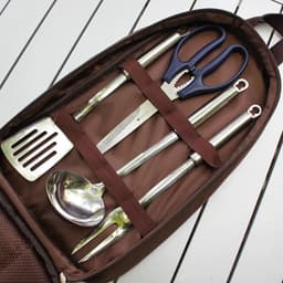 image-7pcs Camping Kitchen Utensil Set with Carrying Bag BBQ Beach Hiking Travel Organizer Storage Pack Cook Gadgets Equipment Gear
