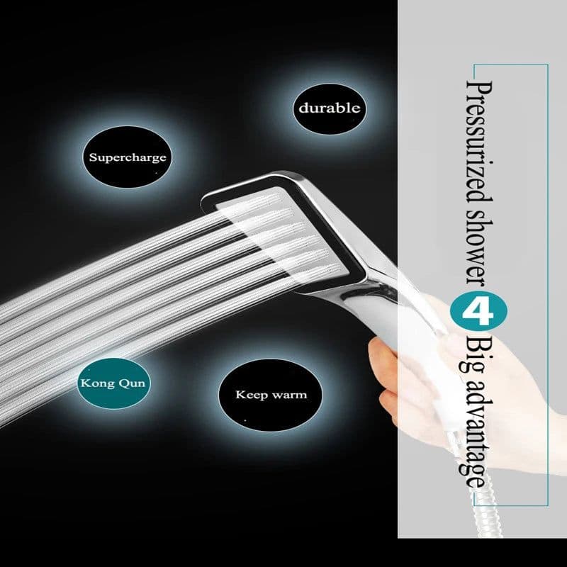 image-Strong Pressurized Nozzle Water Saving High Pressure Rain Shower Head Shower Chrome High Pressure Nozzle Bathroom Accessories