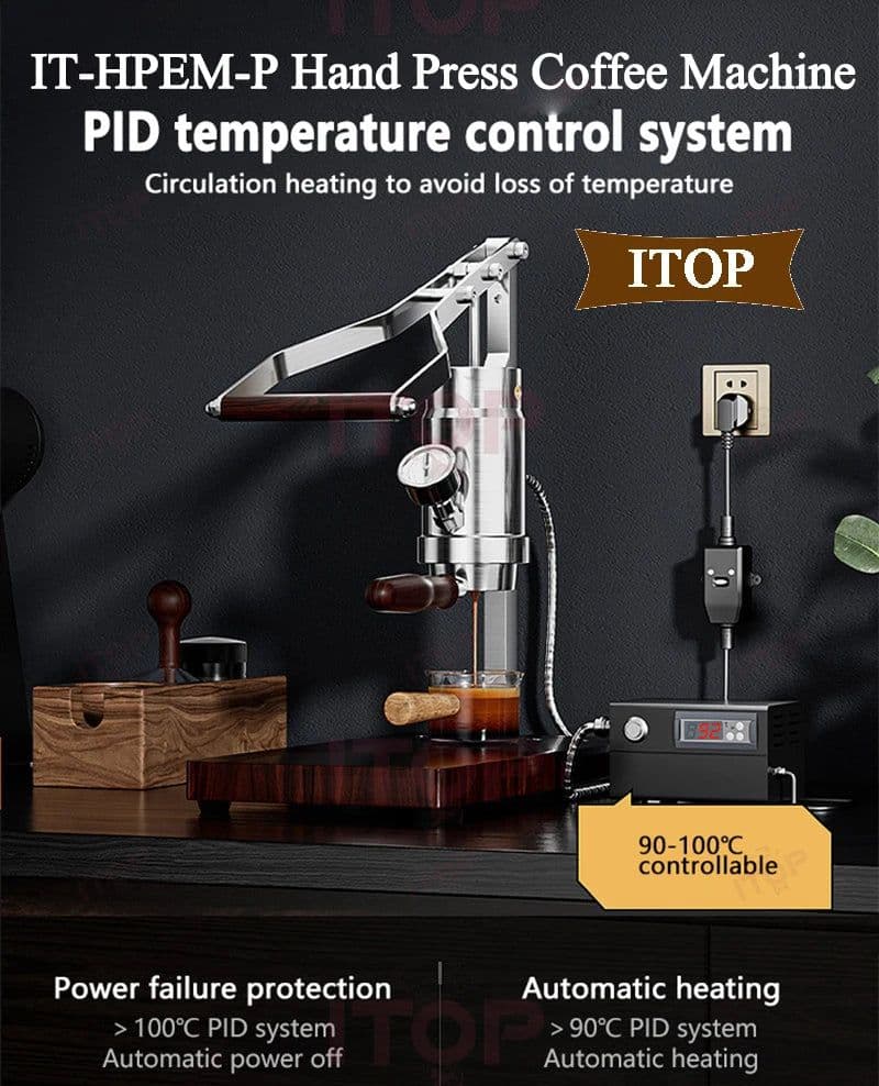 image-ITOP IT-HPEM-P Hand Press Coffee Maker With PID Temperature Control 9 Bar Constant/Variable Pressure Lever Espresso Coffee NEW