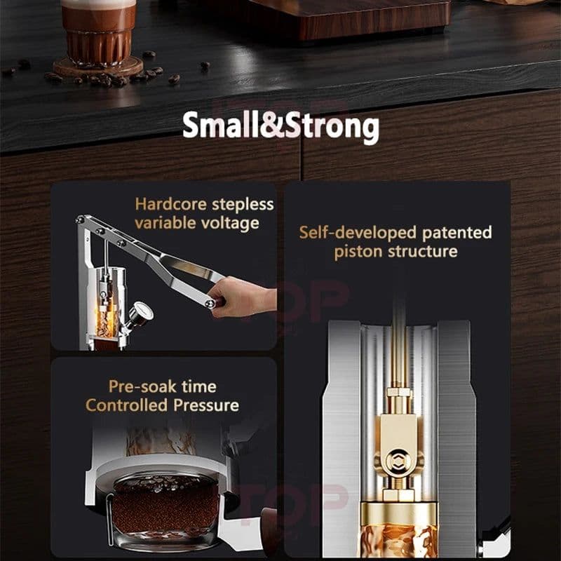 image-ITOP IT-HPEM-P Hand Press Coffee Maker With PID Temperature Control 9 Bar Constant/Variable Pressure Lever Espresso Coffee NEW