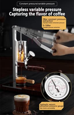 image-ITOP IT-HPEM-P Hand Press Coffee Maker With PID Temperature Control 9 Bar Constant/Variable Pressure Lever Espresso Coffee NEW