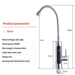 image-ATWFS Instant Water Heater Faucet Tankless Heaters Kitchen Hot Water Tap Bathroom Heating Electric 220v Stainless Steel Shell