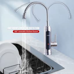 image-ATWFS Instant Water Heater Faucet Tankless Heaters Kitchen Hot Water Tap Bathroom Heating Electric 220v Stainless Steel Shell