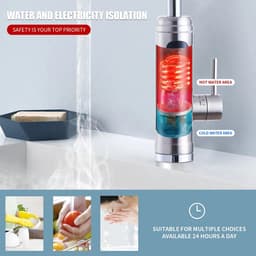 image-ATWFS Instant Water Heater Faucet Tankless Heaters Kitchen Hot Water Tap Bathroom Heating Electric 220v Stainless Steel Shell