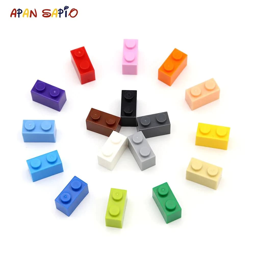 image-100pcs DIY Building Blocks Thick Figures Bricks 1x2 Dot Educational Creative Size Compatible With 3004 Plastic Toys for Children