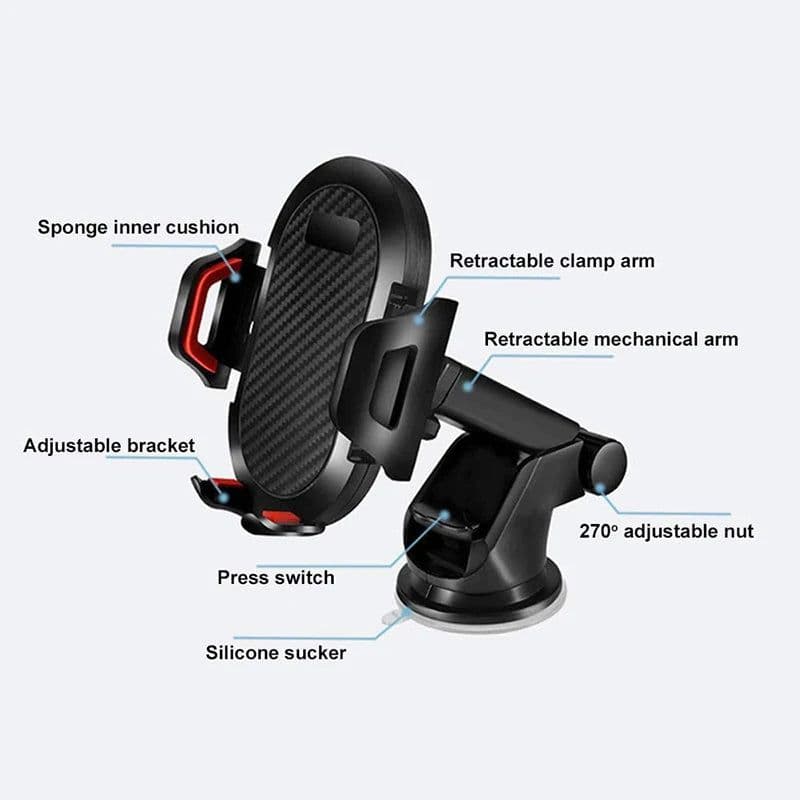 image-AUFU Sucker Car Phone Holder Mobile Phone Holder Stand in Car No Magnetic GPS Mount Support For iPhone 12 Xiaomi Samsung