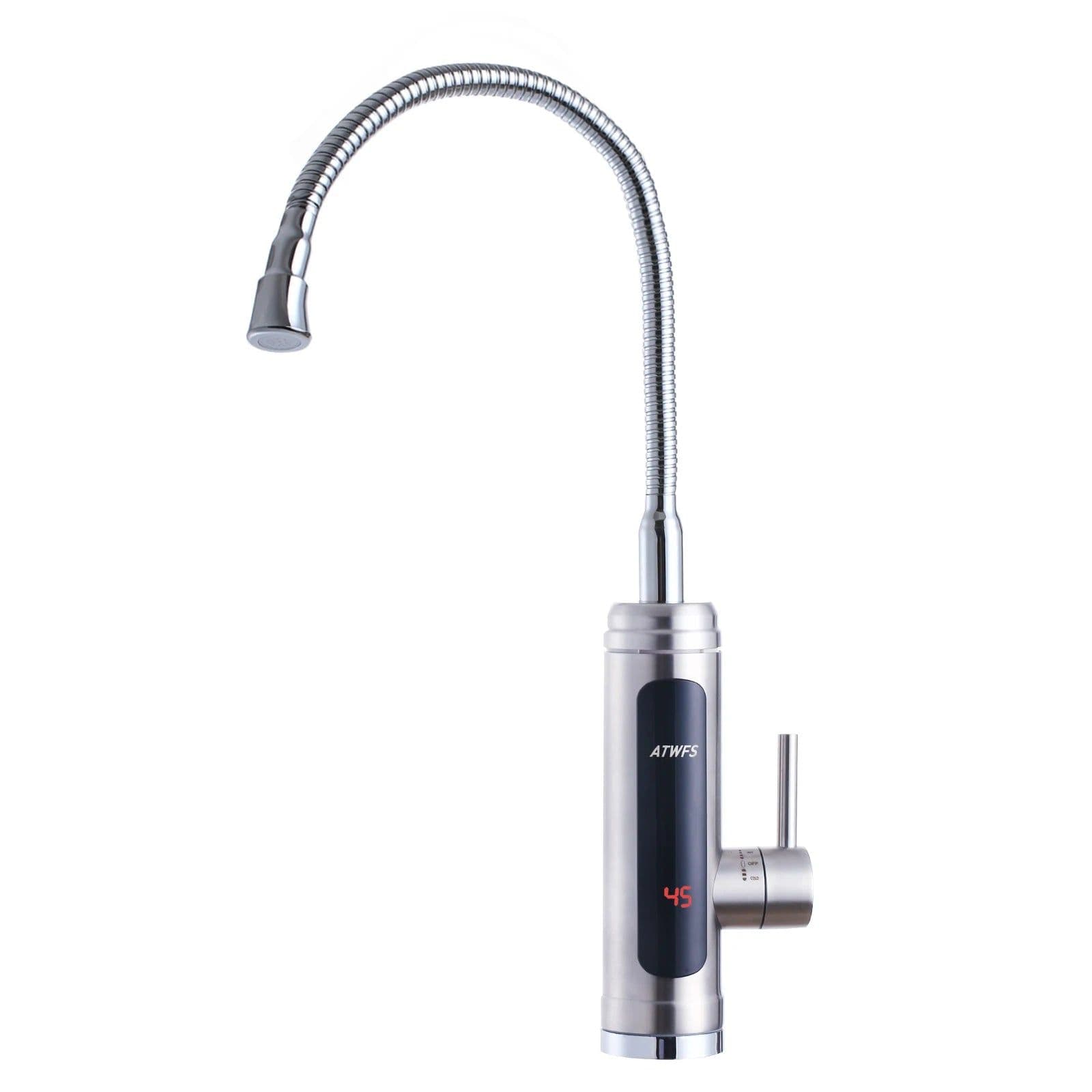 image-ATWFS 3000W Instant Water Heater Tankless Heaters Kitchen Electric Hot Water Tap Bathroom Heating Stainless Steel Faucet