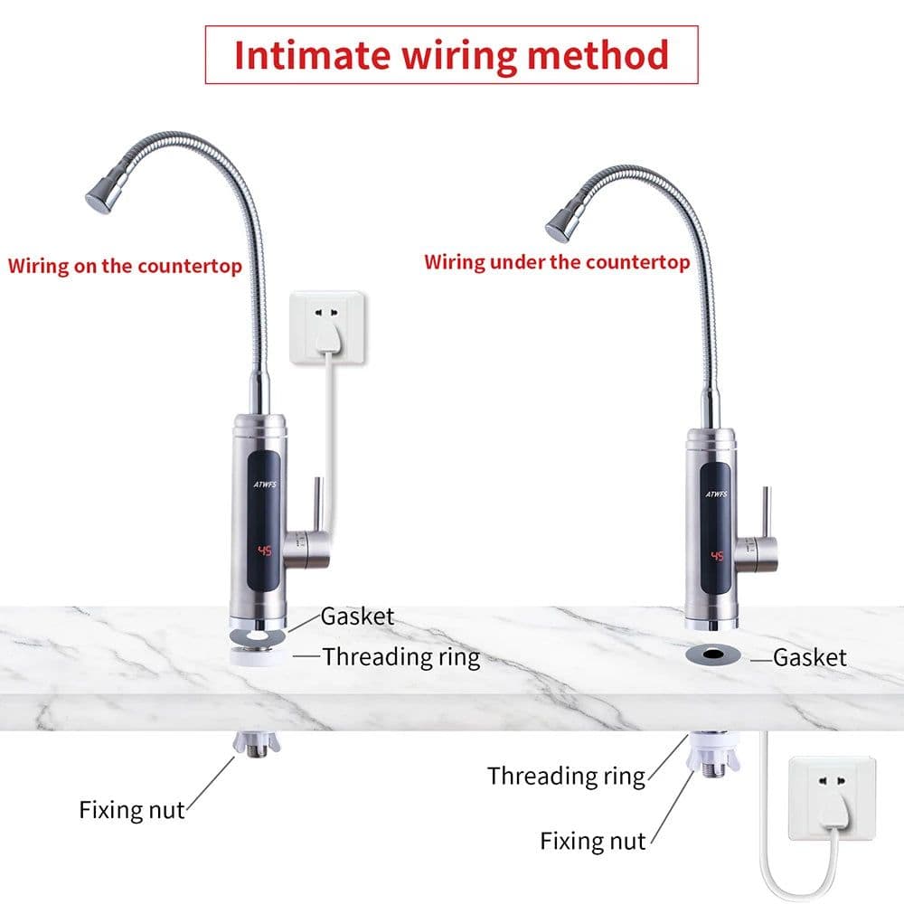 image-ATWFS 3000W Instant Water Heater Tankless Heaters Kitchen Electric Hot Water Tap Bathroom Heating Stainless Steel Faucet