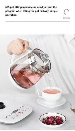 image-220V 1.5L Household Electric Kettle Automatic Glass Health Preserving Pot Portable Mini Multi Cooker Tea Dessert Cooker