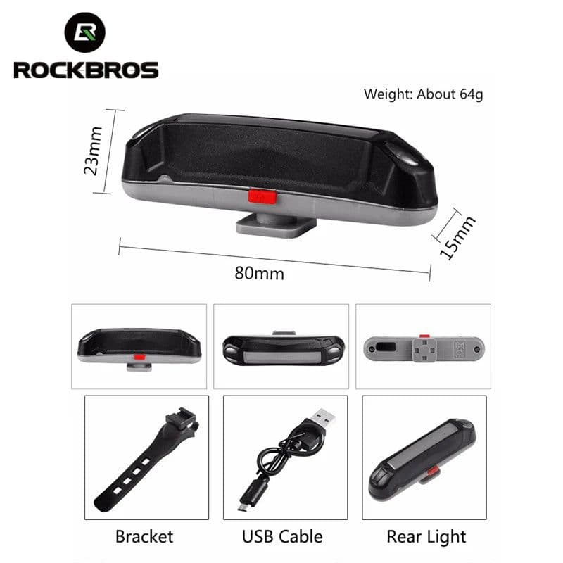 image-ROCKBROS Bike Rear Light 200-800mAh Bicycle Tail Light USB Rechargeable Led Flash Cycling Light Mountain Road Seatpost Taillight
