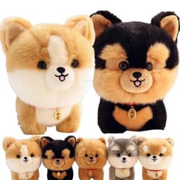 image-Adorbale Furry Plush Corgi Dog Plush Toy Stuffed Big Head Kawaii Lifelike Animal Shiba inu ChowChow Yorkshire Bichon Husky Doll