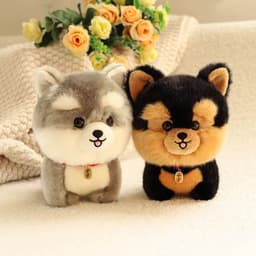 image-Adorbale Furry Plush Corgi Dog Plush Toy Stuffed Big Head Kawaii Lifelike Animal Shiba inu ChowChow Yorkshire Bichon Husky Doll