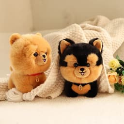image-Adorbale Furry Plush Corgi Dog Plush Toy Stuffed Big Head Kawaii Lifelike Animal Shiba inu ChowChow Yorkshire Bichon Husky Doll
