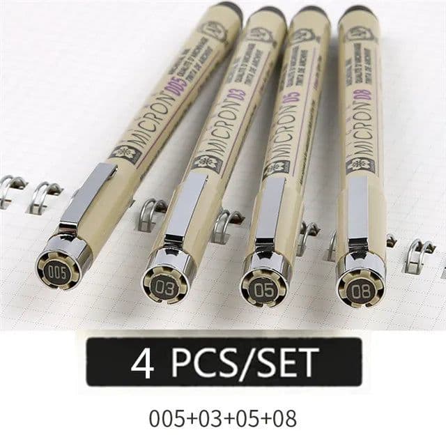 image-Pigment Liner Micron Pen Set Neelde Drawing Pen lot 005 01 02 03 04 05 08 1.0 Brush Art Markers Fineliner Sketching Pen