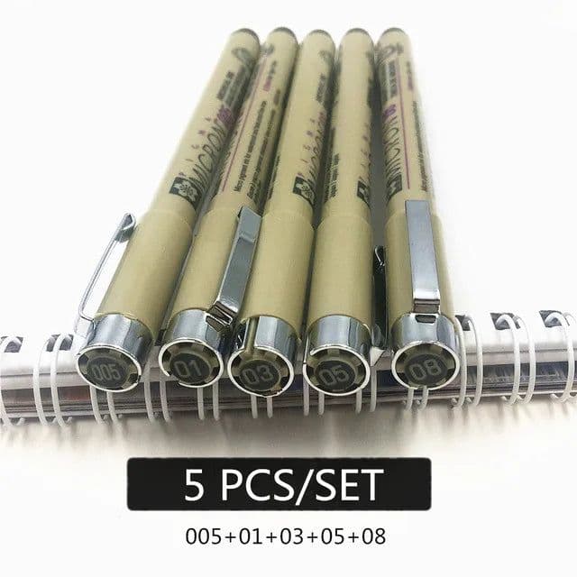 image-Pigment Liner Micron Pen Set Neelde Drawing Pen lot 005 01 02 03 04 05 08 1.0 Brush Art Markers Fineliner Sketching Pen