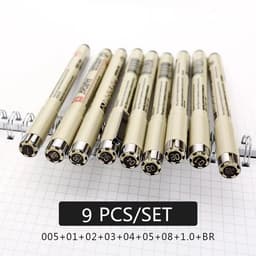 image-Pigment Liner Micron Pen Set Neelde Drawing Pen lot 005 01 02 03 04 05 08 1.0 Brush Art Markers Fineliner Sketching Pen