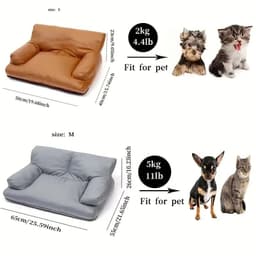 image-Dog Bed for Small and Medium Pets Sofa Kennel Sleeping Leather Waterproof Dog Kennel Soft and Comfortable