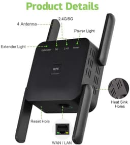 image-5 Ghz WiFi Extender Long Range Wireless WIFI Booster AC1200 Adapter 1200Mbps Wi-Fi Amplifier 802.11N Wi Fi Signal Repeator