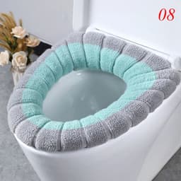 image-Thicken Warm Toilet Seat Cover Mat Soft Winter Bathroom Toilet Pad Cushion Washable Pumpkin Closestool Mat Bathroom Accessories