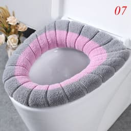 image-Thicken Warm Toilet Seat Cover Mat Soft Winter Bathroom Toilet Pad Cushion Washable Pumpkin Closestool Mat Bathroom Accessories