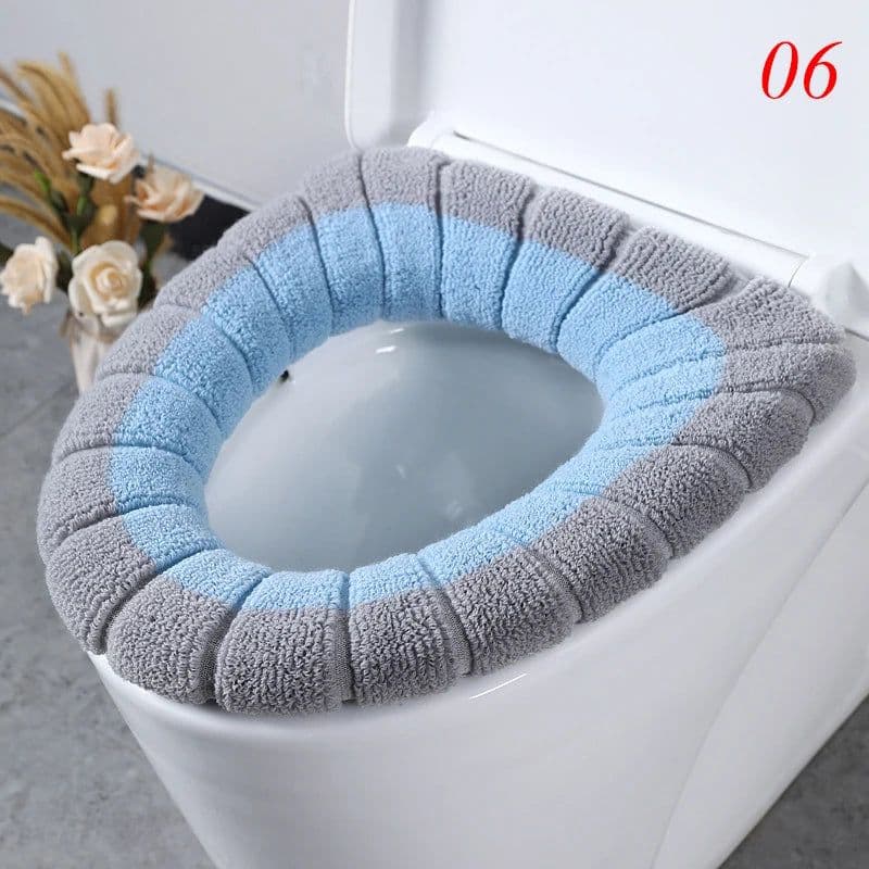 image-Thicken Warm Toilet Seat Cover Mat Soft Winter Bathroom Toilet Pad Cushion Washable Pumpkin Closestool Mat Bathroom Accessories