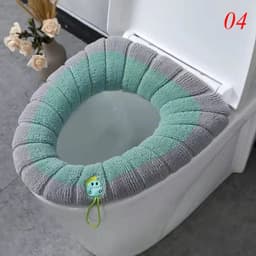 image-Thicken Warm Toilet Seat Cover Mat Soft Winter Bathroom Toilet Pad Cushion Washable Pumpkin Closestool Mat Bathroom Accessories
